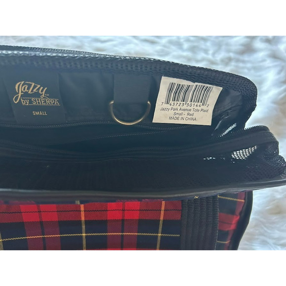 Jazzy by Sherpa Red Tartan Park Avenue Plaid Dog Tote Carrier - Picture 8 of 14